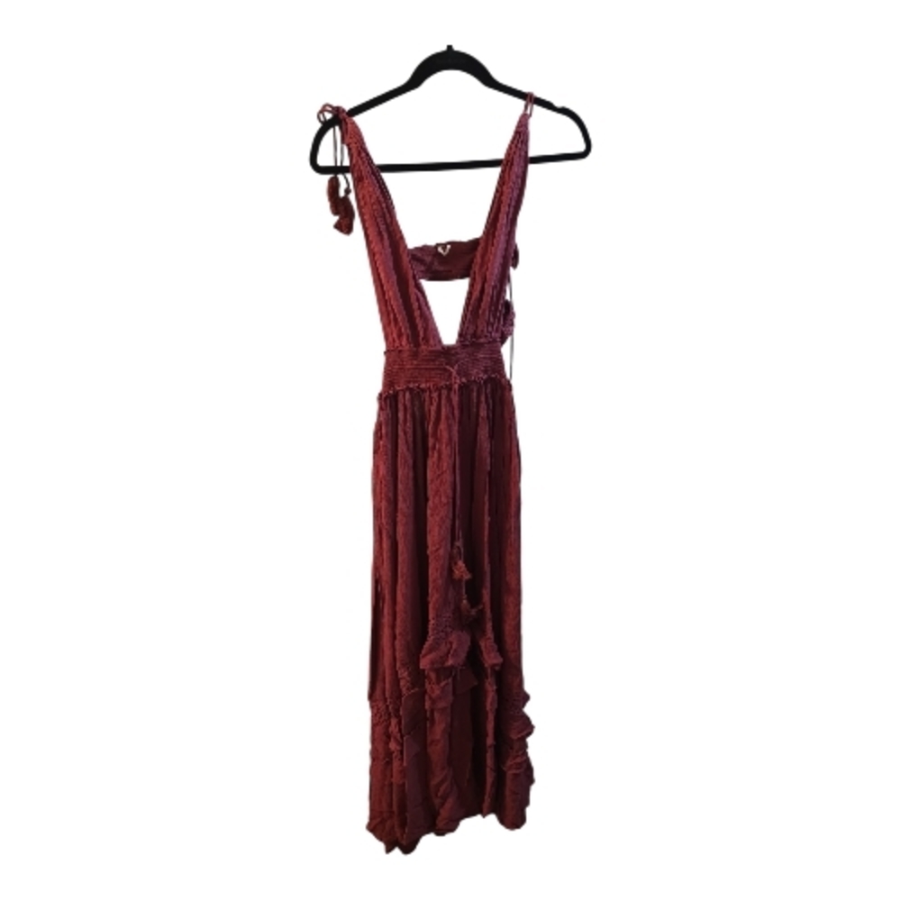 Free People Wine Red Open-Back Maxi Dress